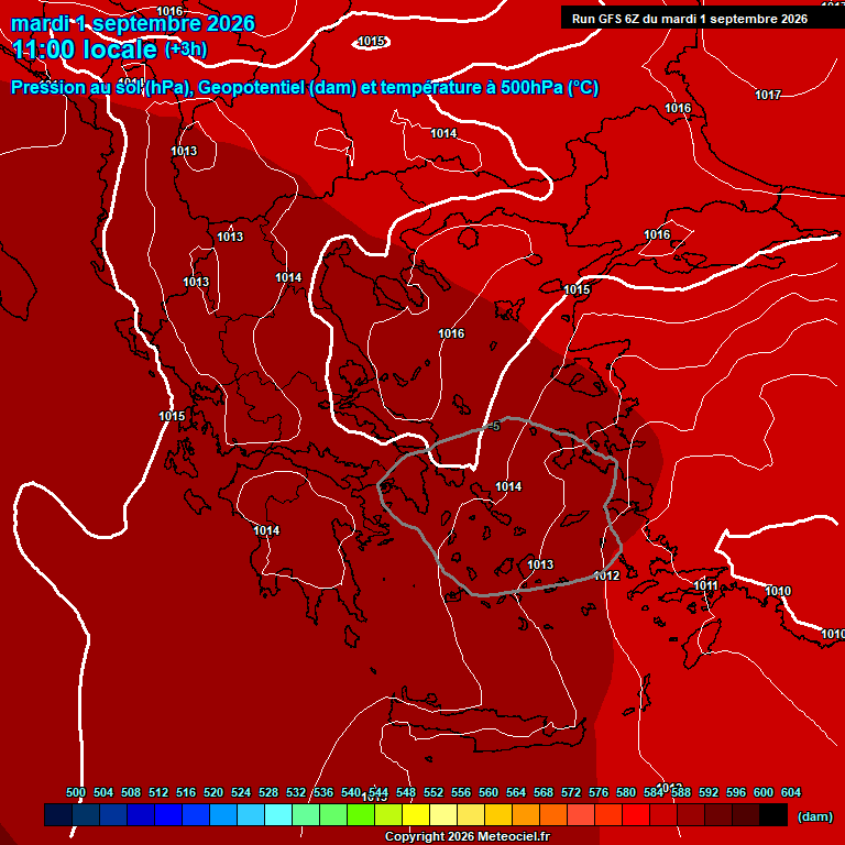 GFS 500 hPa πρόγνωση Ελλάδας