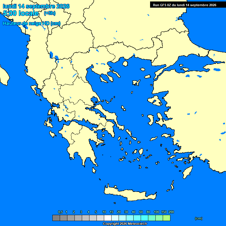 GFS πρόγνωση χιονιού Ελλάδας