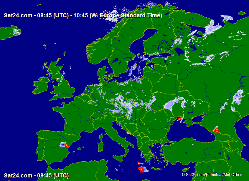 Δορυφορική εικόνα βροχής Ευρώπης