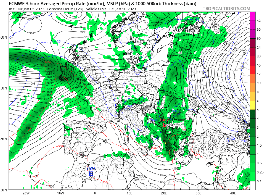 ECMWF Χάρτης υετού