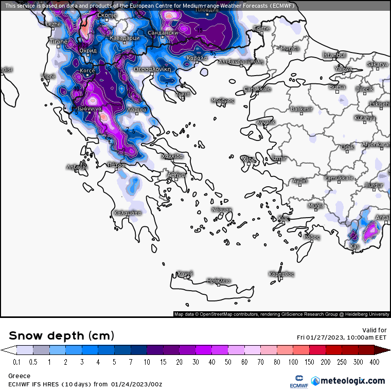Προγνωστικός χάρτης χιονόπτωσης
