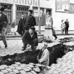Καταστροφές από τον σεισμό της Χιλής το 1960 με κατεστραμμένα κτίρια και πλημμυρισμένες περιοχές