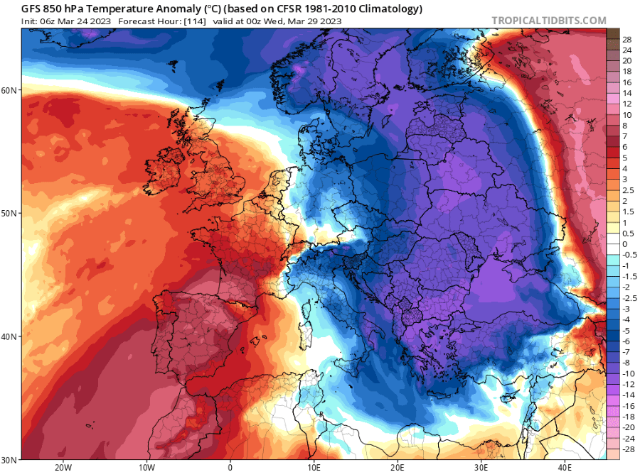 Χάρτης θερμοκρασίας 850mb