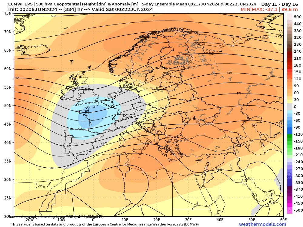 Χάρτης βαρομετρικής πίεσης 500mb