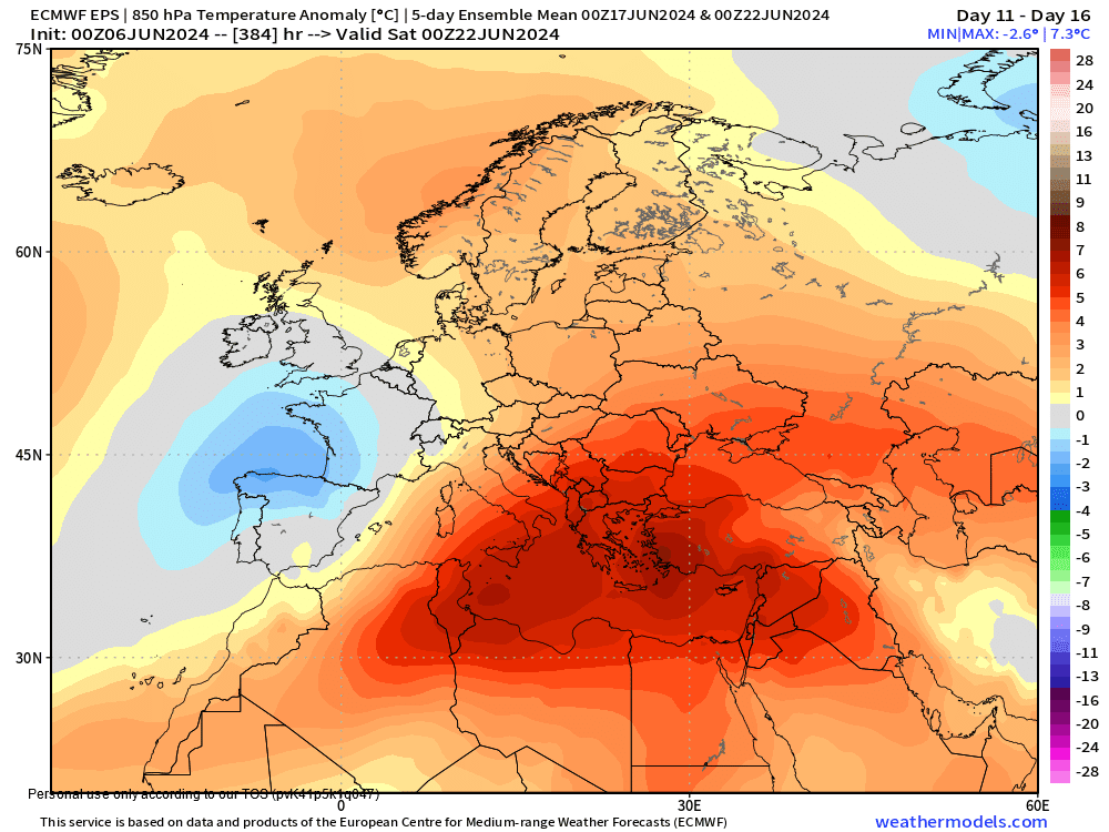 χάρτης θερμοκρασίας 850mb