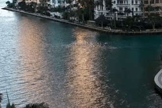 Miami River live cam showing Brickell Avenue Drawbridge and city skyline
