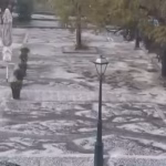 χαλαζόπτωση Κέρκυρα δρόμοι καλυμμένοι με χαλάζι