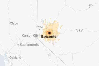 M5.7 earthquake Nevada Reno map USGS shaking Bay Area aftershocks seismic activity