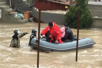 severe flooding in Dagestan Russia with submerged streets and rescue operations