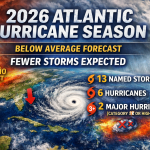 “Atlantic hurricane season 2026 forecast map El Niño tropical storms”