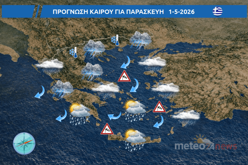 Συννεφιασμένος καιρός με βροχές την Πρωτομαγιά στην Ελλάδα