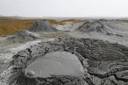 mud volcano eruption Azerbaijan Absheron Peninsula night geological activity