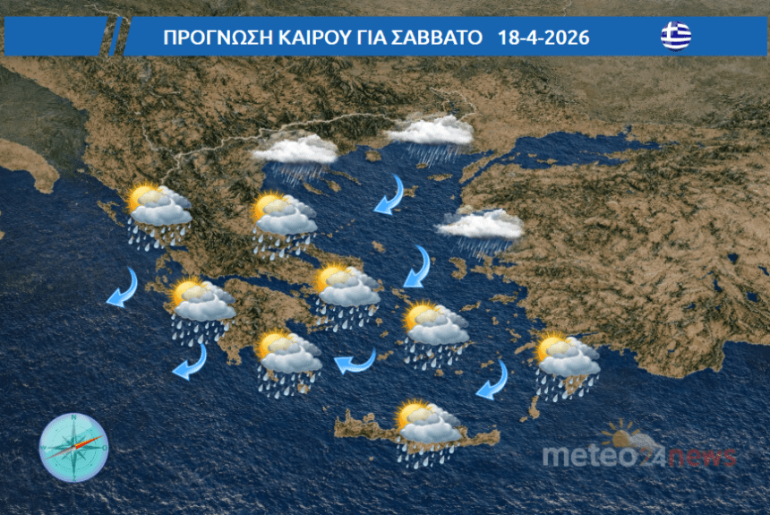 Αναλυτική πρόγνωση καιρού για Σάββατο 18 Απριλίου 2026